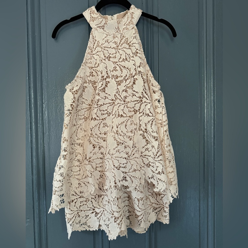 Judith March White Lace Romper. Size S